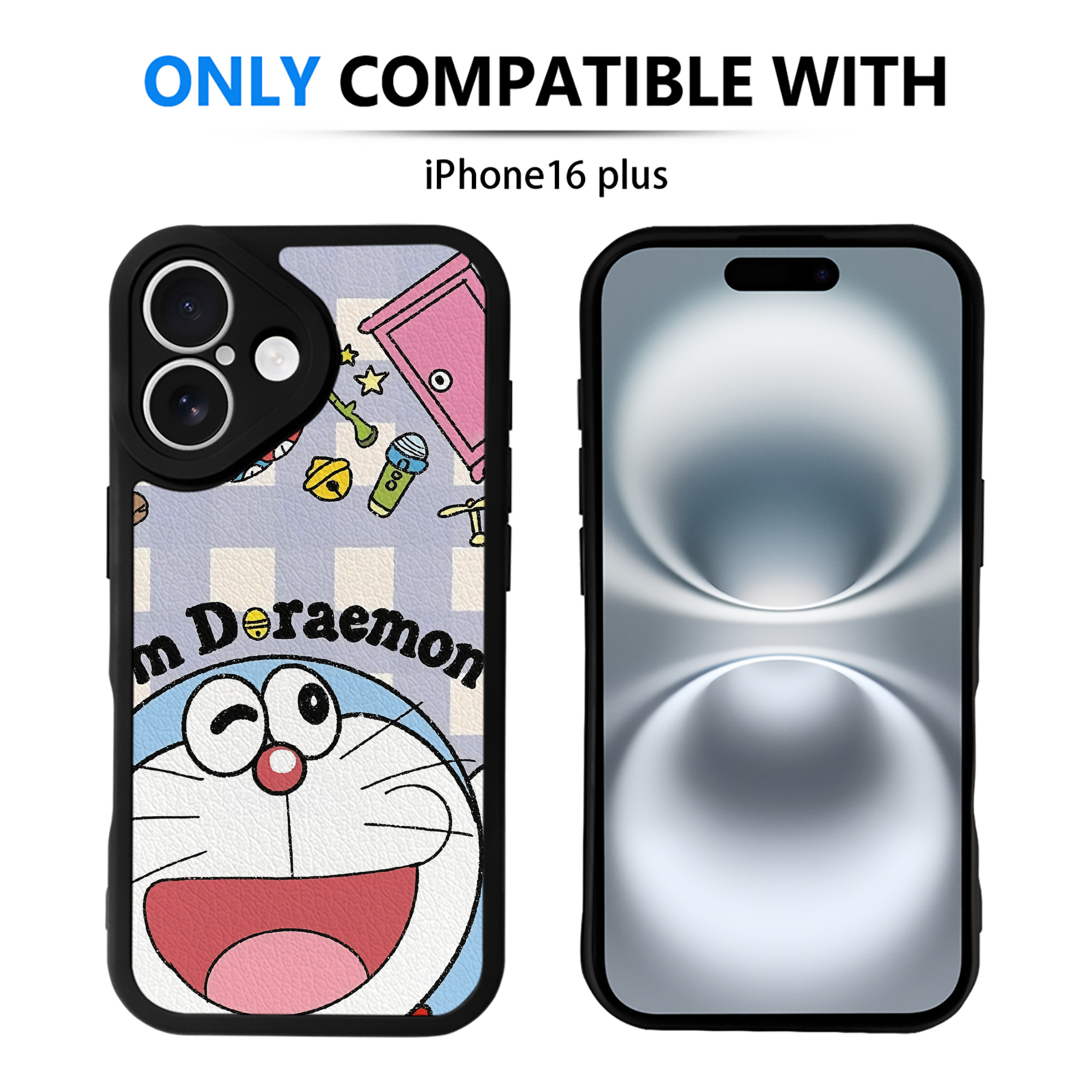 （画像用） ドラえもん Doraemon 【iPhone 16シリーズ対応】シリコンスマホケース（レザー調） 材質：シリコン